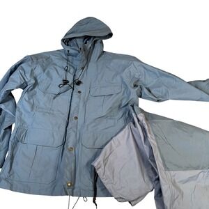 VTG CABELAS Sz L GoreTex HTF Blue L Hooded Jacket w/ Pants Set Nylon‎ Waterproof